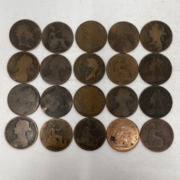 Lot Of Vintage English Large Cents Pennies Mixed Dates & Condition (5)