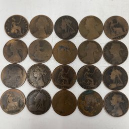 Lot Of Vintage English Large Cents Pennies Mixed Dates & Condition (6)
