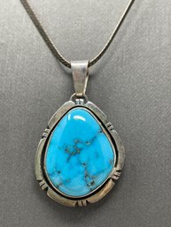 Sterling Silver Turquoise Necklace 12.2g (L109)