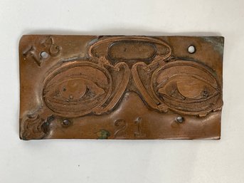 Antique Copper Printing Plate For Spectacles