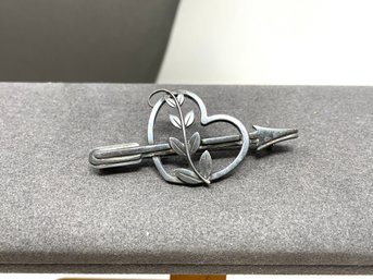 Sterling Silver Georg Jensen Brooch Heart & Arrow (l112)