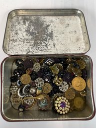Vintage Tin With Vintage Buttons