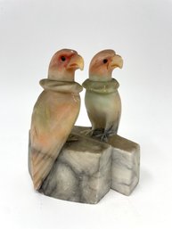 Pair Of Alabaster Bird Bookends