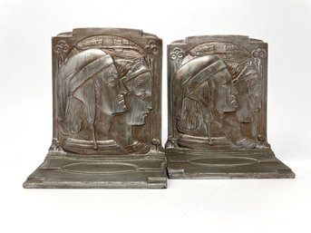 Bronze Pompian Bookends By Dantes & Beatrice