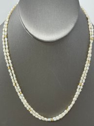 Antique Pearl And 14K Gold Beaded Double Strand Necklace