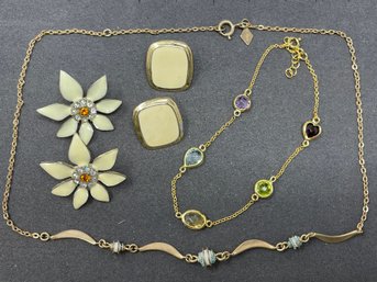 Vintage Costume Jewelry Lot Including Enamel And Necklace By Sarah Coventry