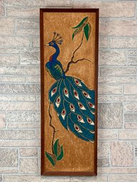 Large Mid Century Peacock Gravel Art Mosaic