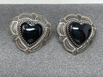 Sterling & Onyx Navajo Earrings (119)