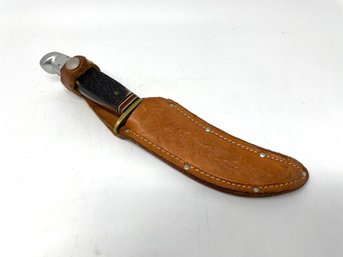 Vintage Western Brand Knife In Sheath