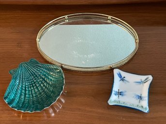 Collection Of Trinket Dishes And Dresser Tray