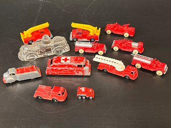 Collection Of Vintage Fire Trucks Including Tootsie Toy