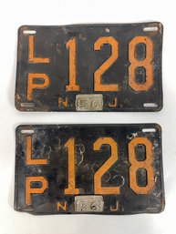 Pair Of 1956 NJ License Plates - LP128