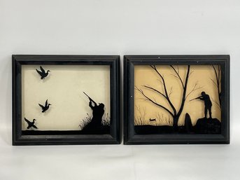 Reverse Painted Glass Hunting Scenes In Shadowbox Frames