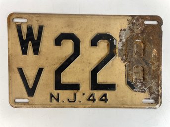 1944 NJ License Plate - WV228
