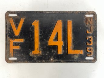 1939 NJ License Plate - VF14L