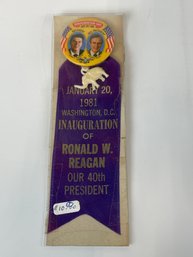 Inauguration Of Ronald Reagan Ribbon With Celluloid Pinback