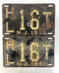 Pair Of 1951 NJ License Plates - HL16T