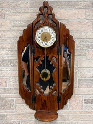 Large Tiki Style Wooden Clock Mirror