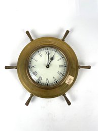 Nice Vintage Brass Ships Wheel Clock