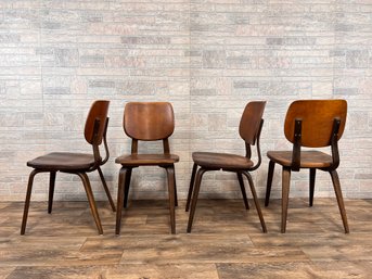 Set Of Four Molded Plywood Maple Accent Chairs By Atkinson For Thonet