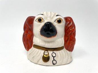 Antique Staffordshire Pottery Dog Head Coin Bank