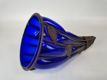Cobalt Glass Cornucopia Horn Of Plenty