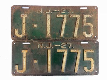 Pair Of 1927 NJ License Plates - J1775