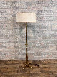 Gerald Thurston For Lightolier Mid Century Brass Floor Lamp Table