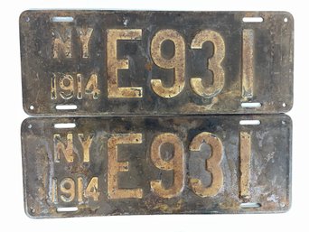 Set Of 1914 NY License Plates - E931