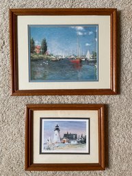 2 Nautical Prints - Boat & Lighthouse