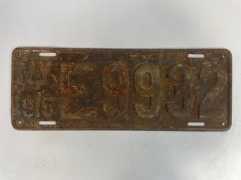 1915 NY License Plate - E9932