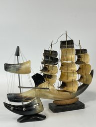 Vintage Horn Boat Sculptures
