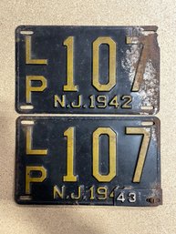 Set Of 1942 NJ License Plates - LP107