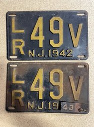 Set Of 1942 NJ License Plates - LR49V