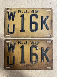Set Of 1948 NJ License Plates - WU16K