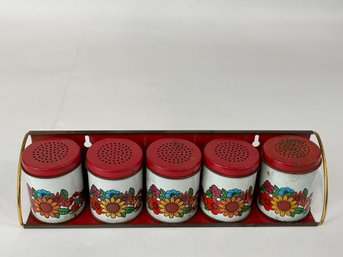Vintage Spice Rack With Tins