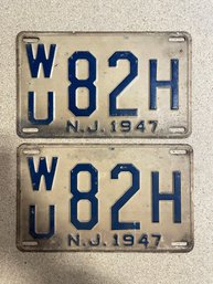 Set Of 1947 NJ Plates 82H