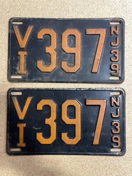 Set Of 1939 NJ License Plates - VI397