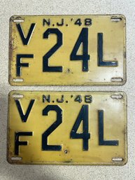 Set Of 1948 NJ License Plates - VF24L