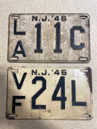 Set Of 1946 NJ License Plates - LA11C