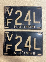 Set Of 1949 NJ Plates - VF24L