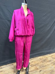 Vtg New Concepts Pink Silk Jogging Suit