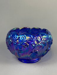 Fenton Cobalt Blue Carnival Lily Of The Valley Rose Bowl