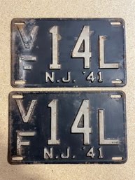 Set Of 1941 NJ License Plates - VF14L