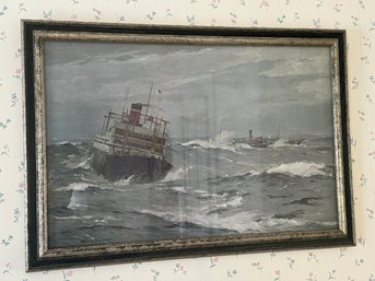 Framed Norman Wilkinson Ship Print