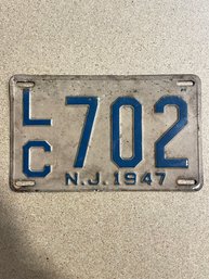 1947 NJ License Plate - LC702