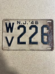 1946 NJ License Plate - WV226