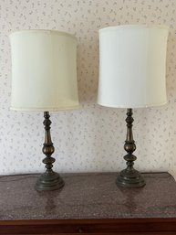 Pair Of Vintage Brass Lamps