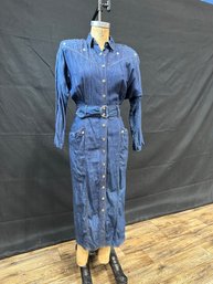 Vtg Act I Denim Bedazzled Fitted Dress