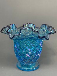 Fenton Quilted Hobnail Opalescent Ruffle Vase